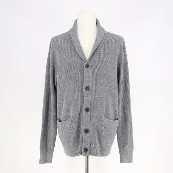 NWT KALLSPIN Wool Blend Ribbed Knit Shawl Collar Cardigan Gray Size XL - Picture 1 of 8